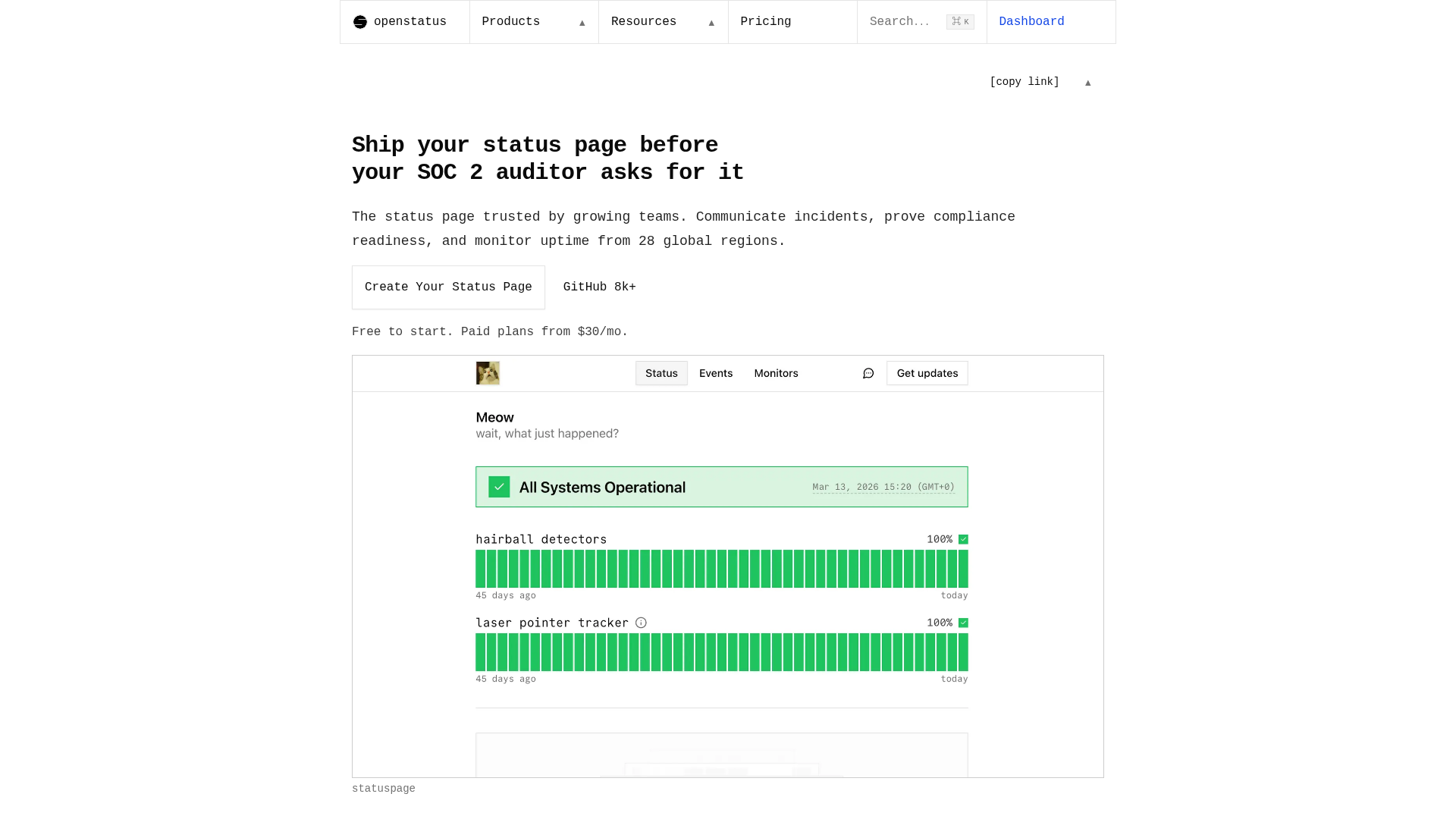 OpenStatus Screenshot