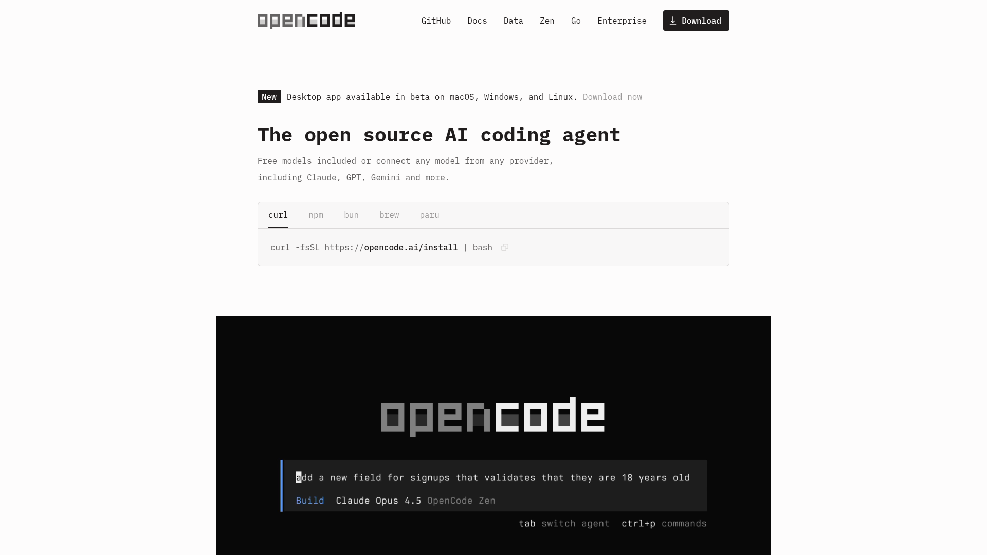 OpenCode Screenshot