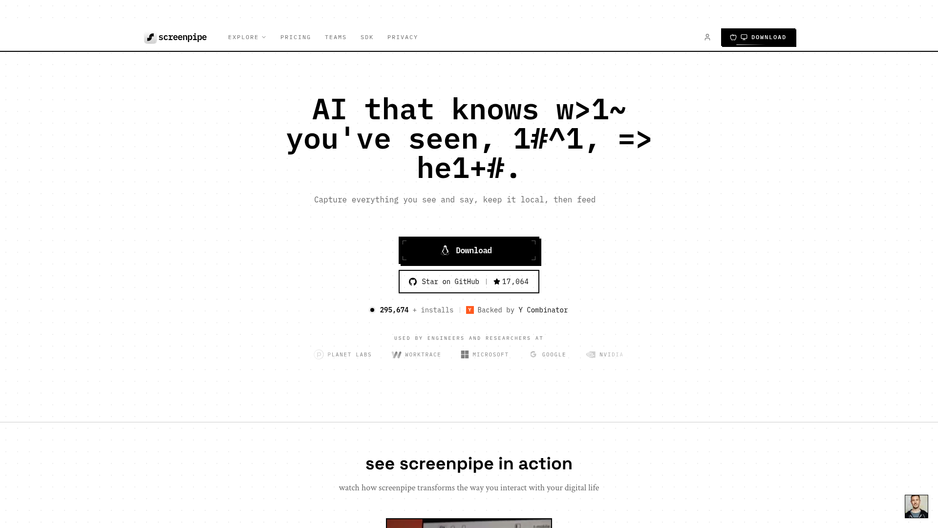 screenpipe Screenshot