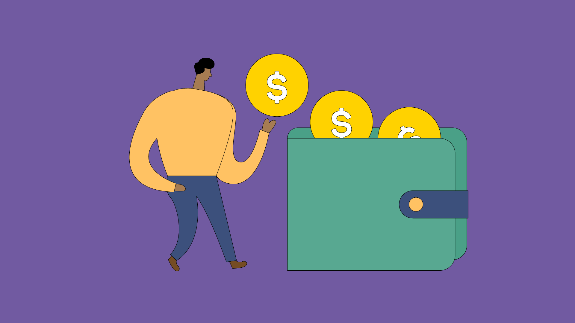 Man putting money into his wallet