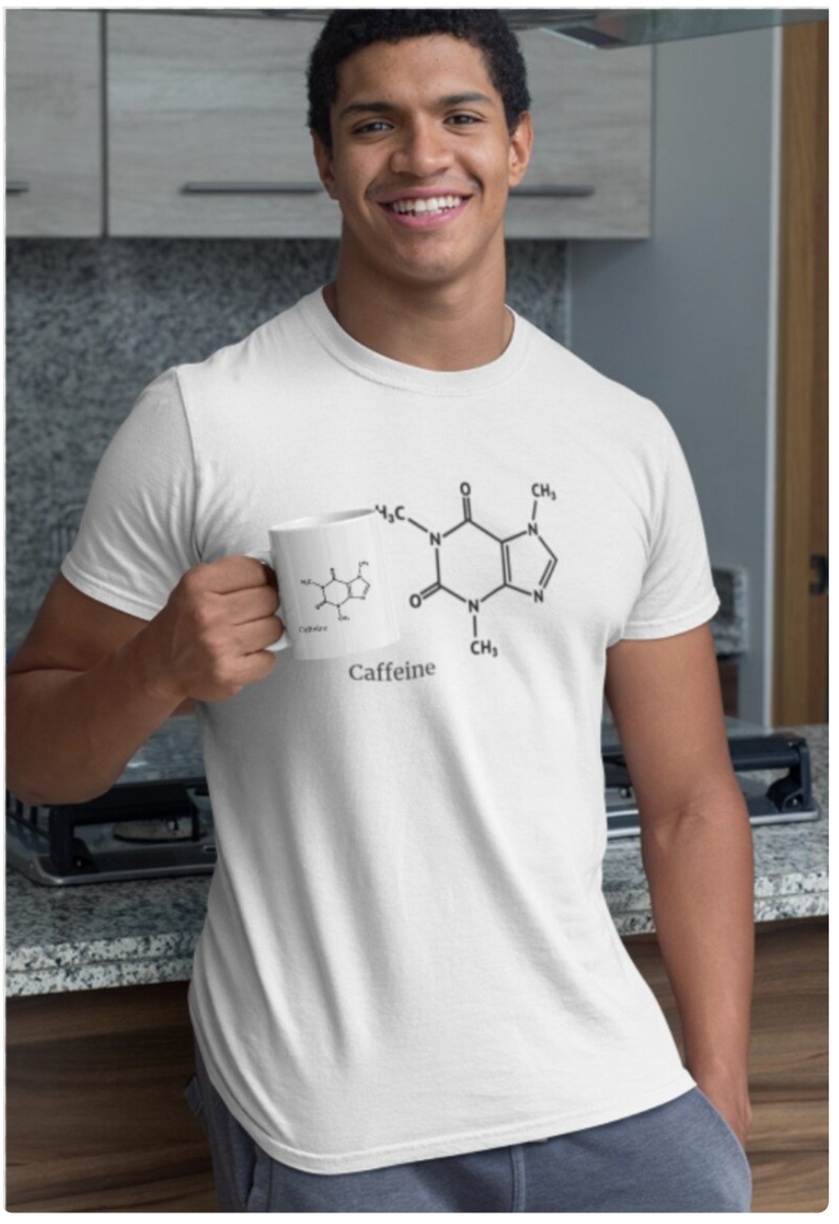 My friend is a big fan of the 100% cotton ‘caffeine molecule’ shirt by LoveSoulPrinting in Ontario