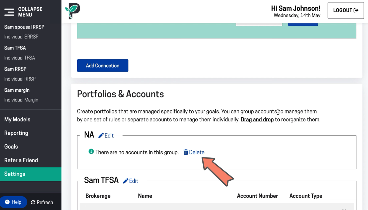 passiv how to delete a portfolio or account 3.2