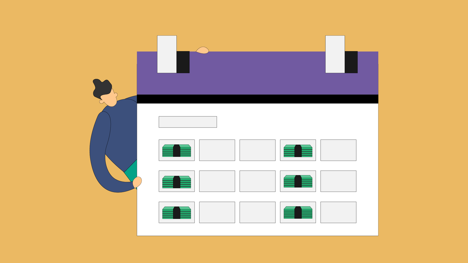 A calendar with dollar bills on it