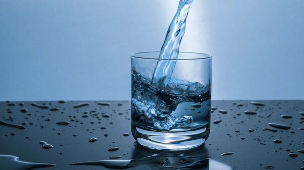 Water pouring into an empty cup