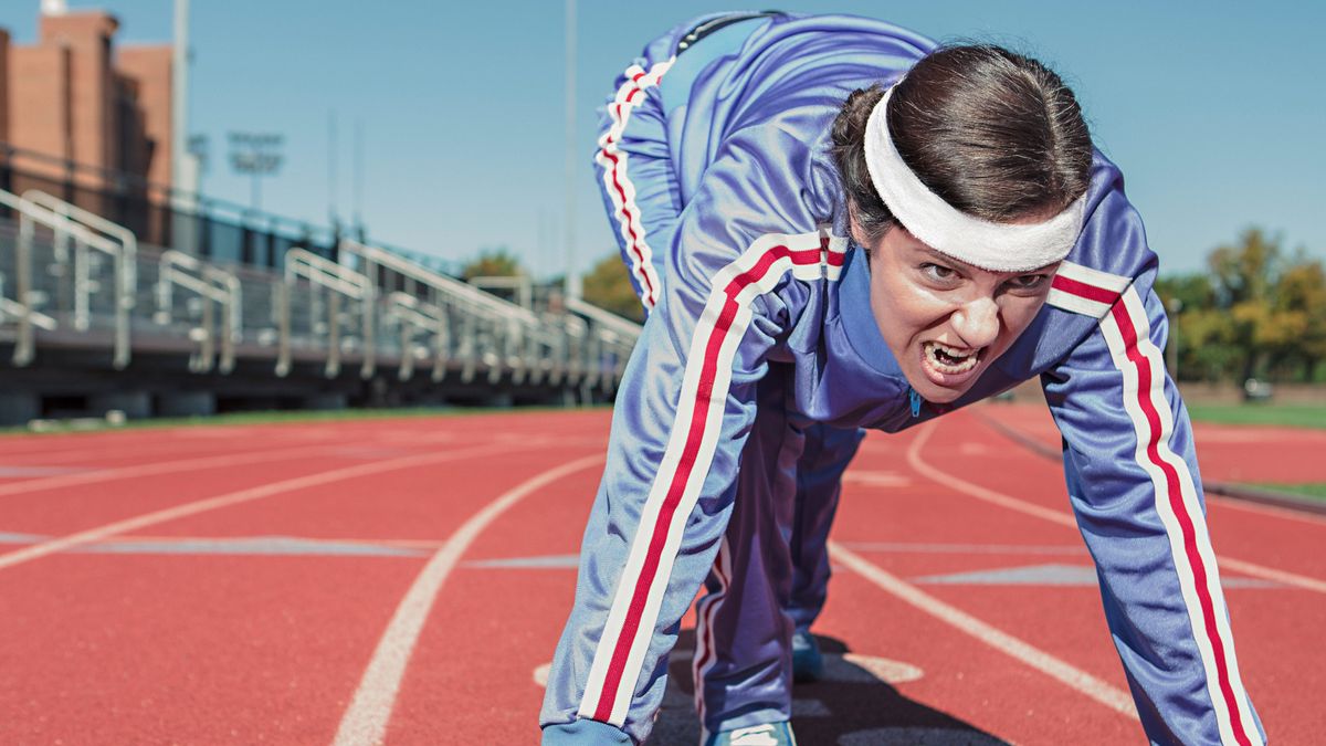 A runner at the start line.