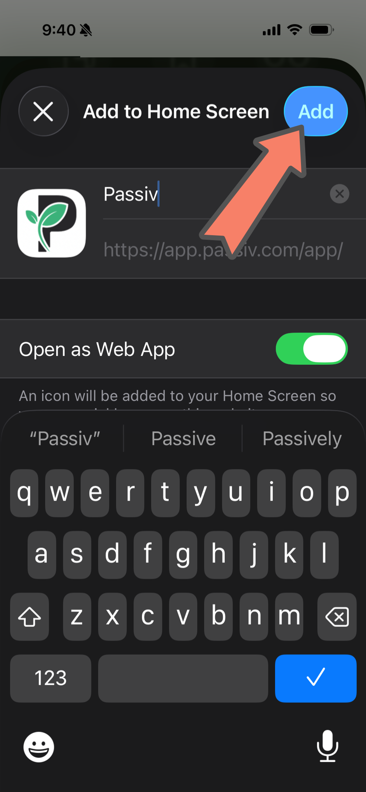 passiv mobile app add