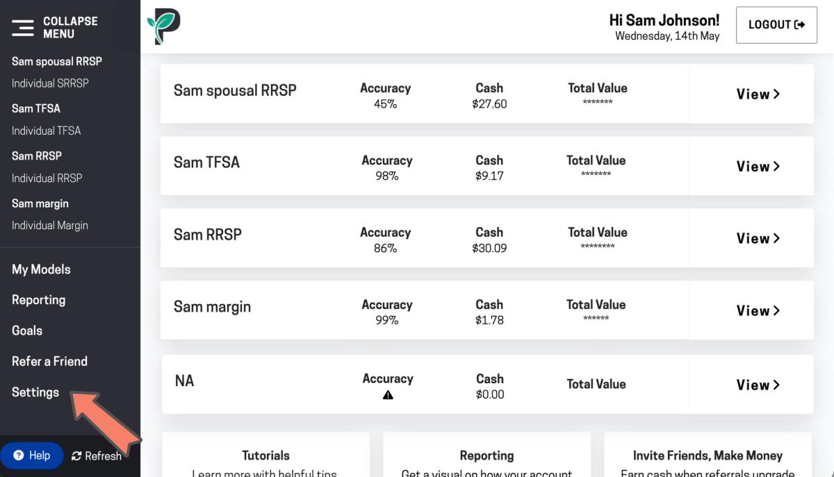 passiv how to delete a portfolio or account 1