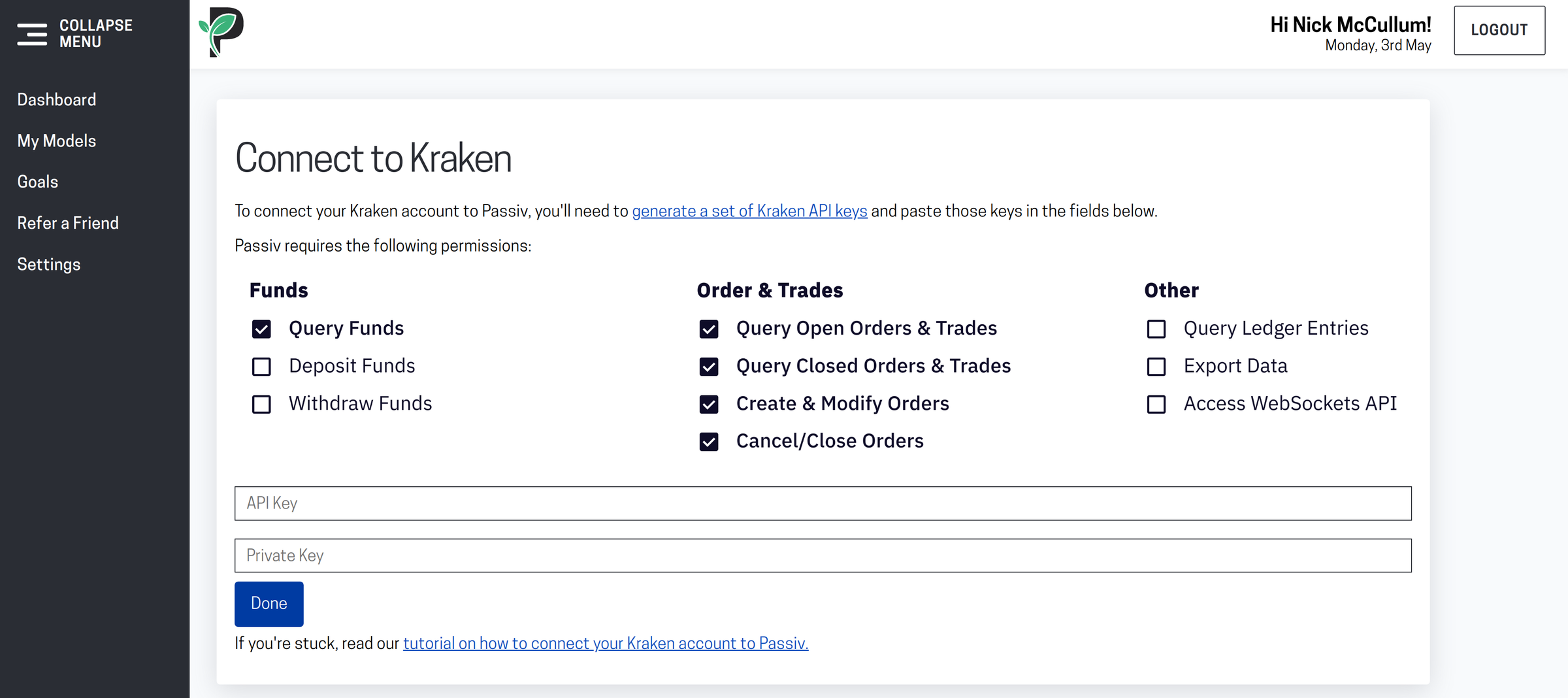 How to Connect Your Kraken Account to Passiv Passiv