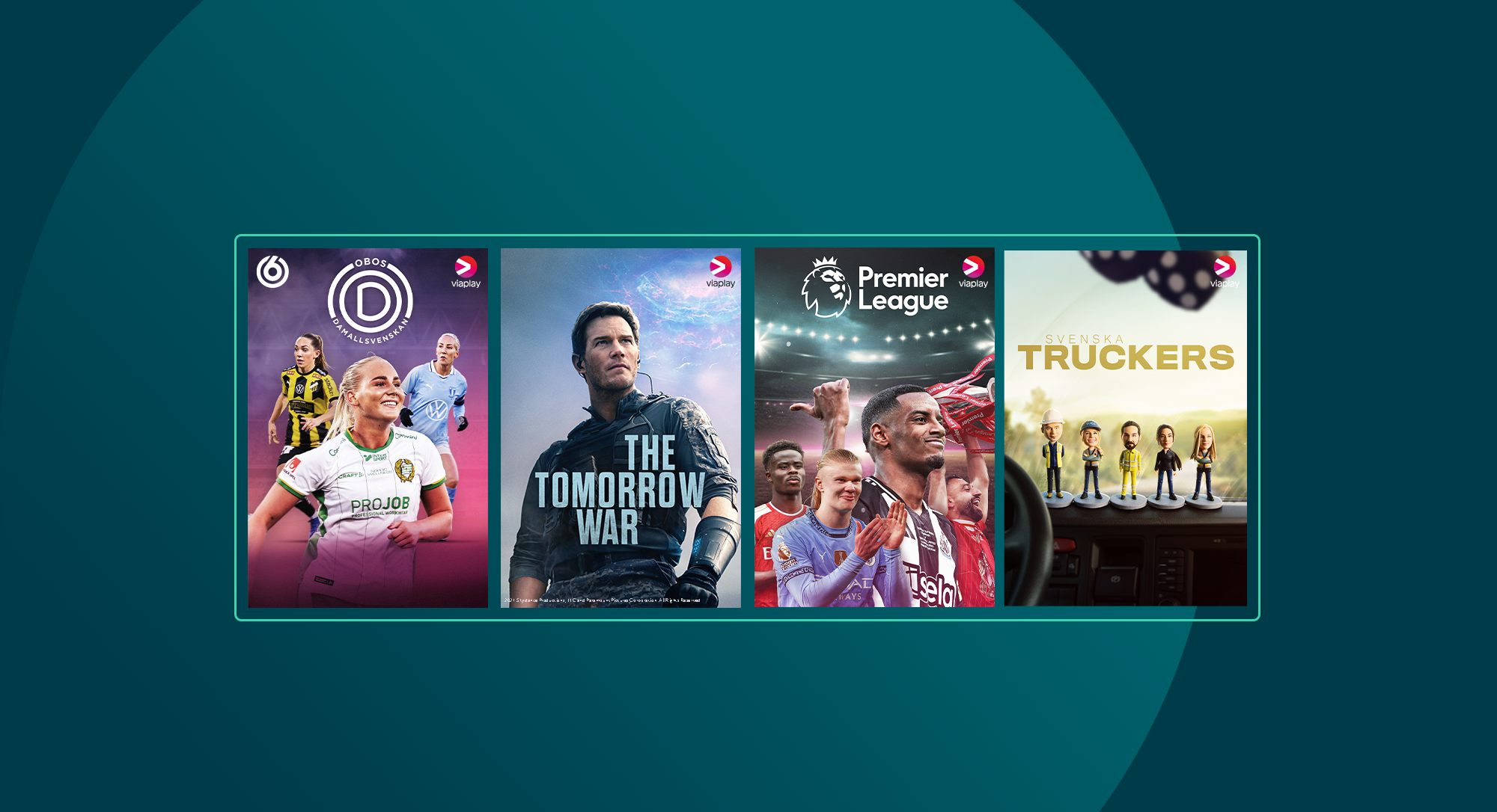 Damallsvenskan, The Tomorrow War, Premier League & Svenska Truckers, som är sport och underhållning du kan se hos Viaplay.