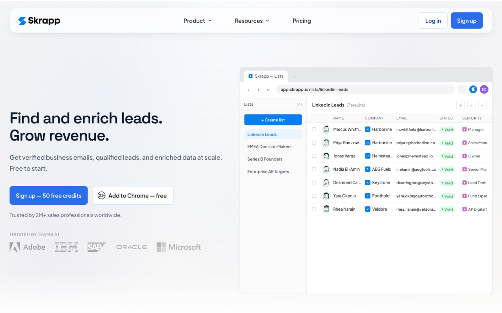 Skrapp.io homepage, screenshot captured 24 September 2026.