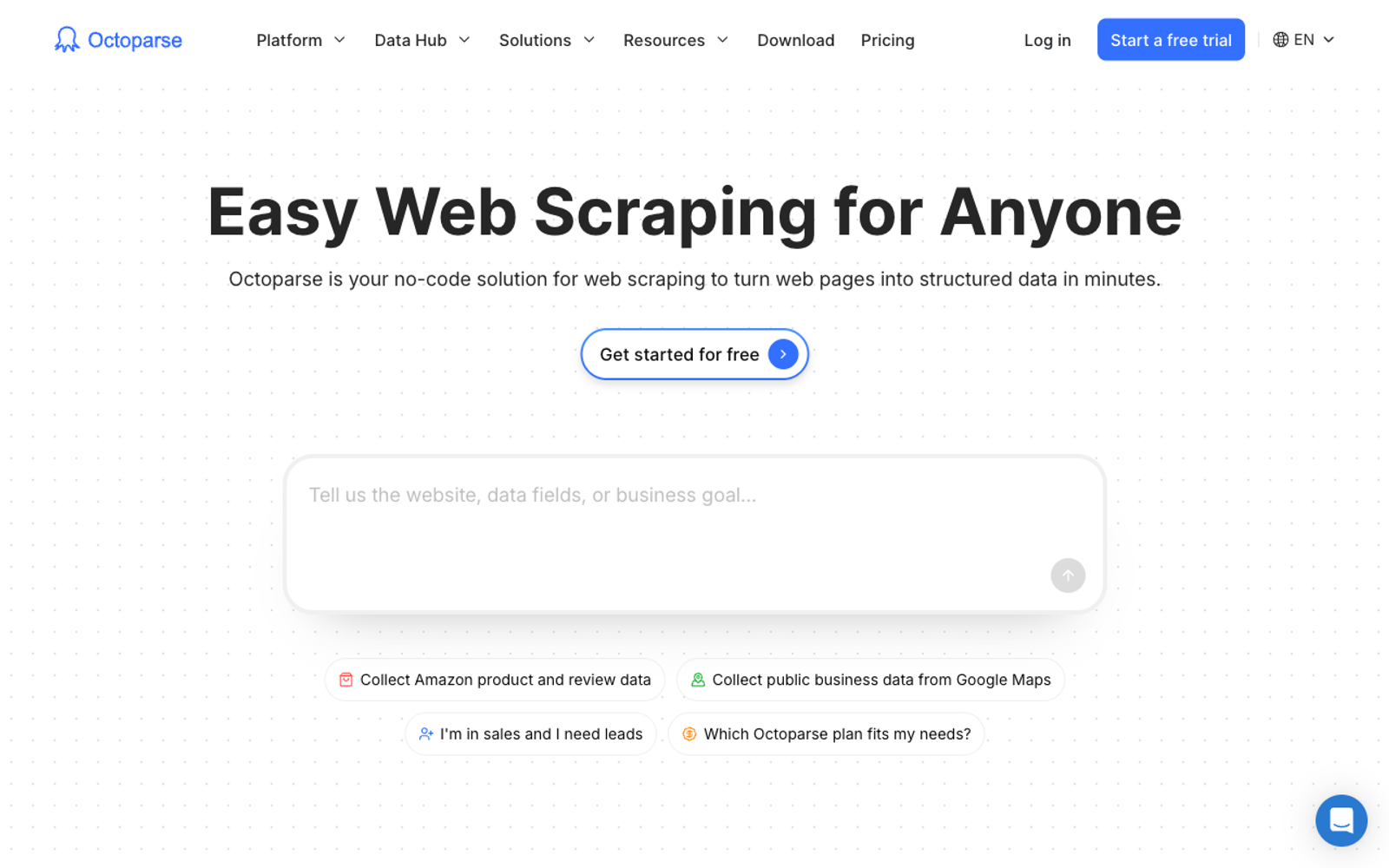 Octoparse homepage, screenshot captured 24 September 2026.