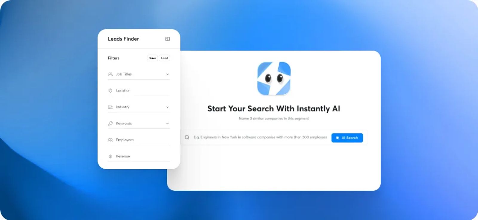 Instantly Leads Finder with job title, location and industry filters