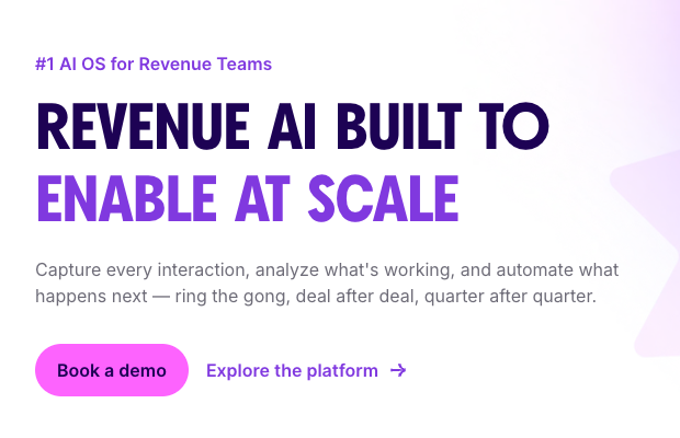 Gong homepage hero reading Revenue AI built to enable at scale, under the label #1 AI OS for Revenue Teams.