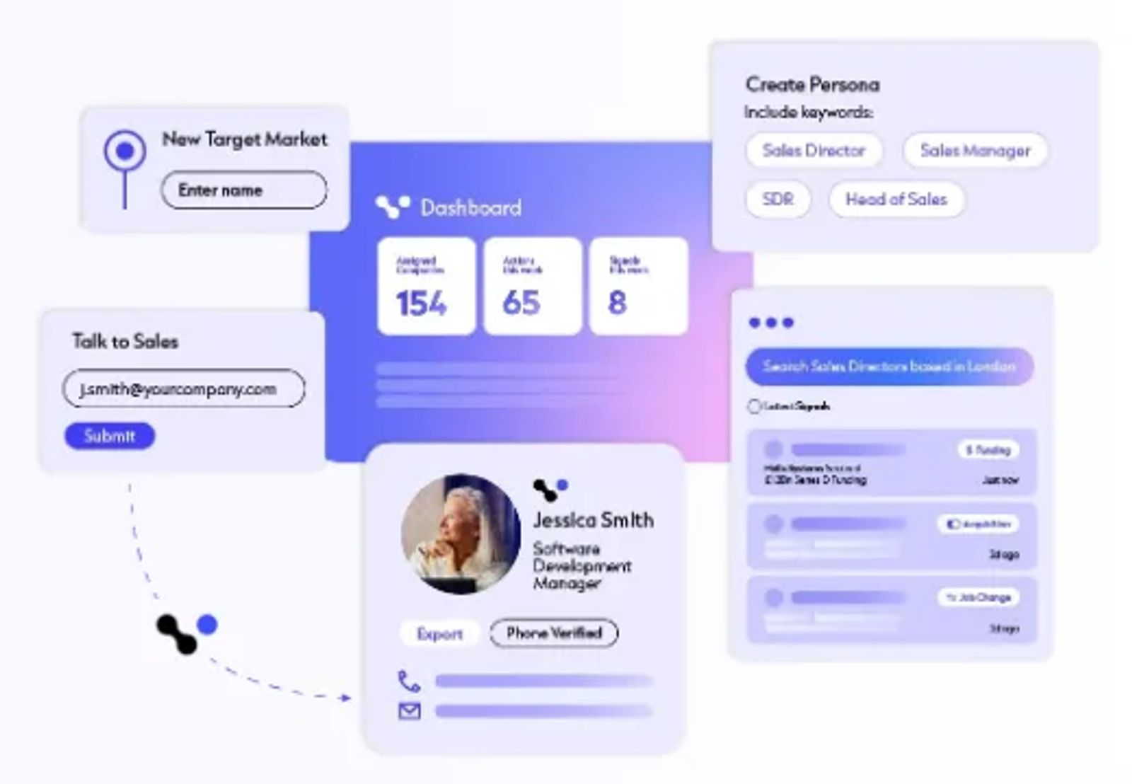 Cognism prospecting view with persona search and a contact card marked phone verified