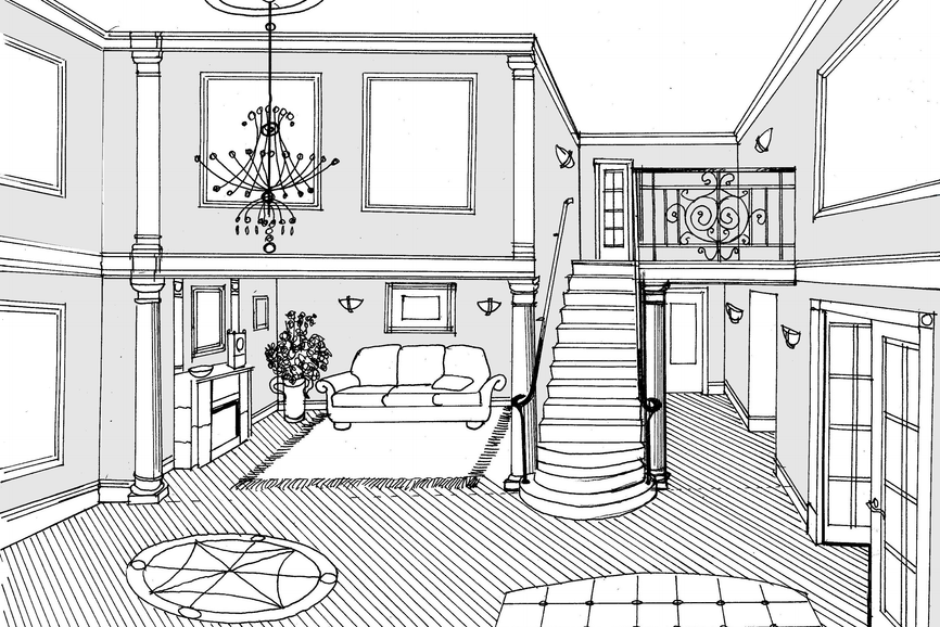 Arlington House foyer sketch