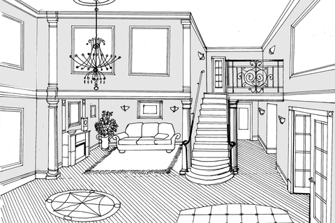 Arlington House foyer sketch