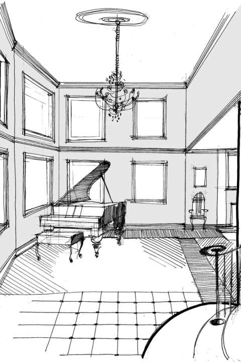 Arlington House music room sketch
