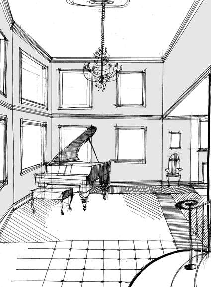 Arlington House music room sketch