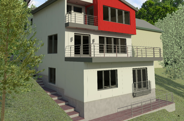 Pre-visualization of rear facade from an angle