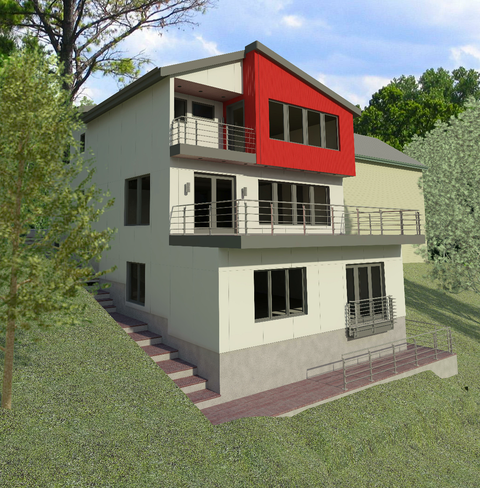 Pre-visualization of rear facade from an angle