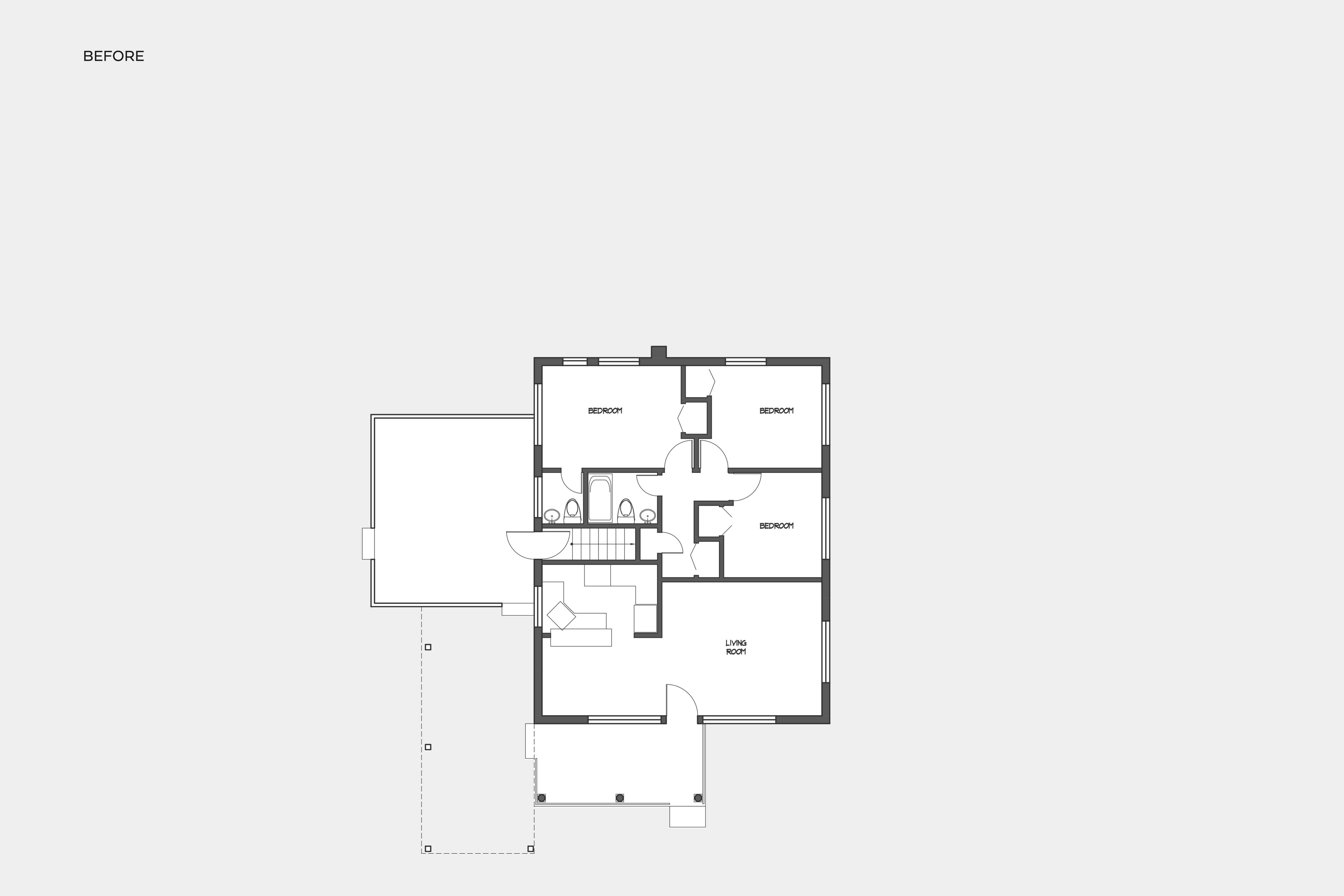 Red Roof before and after plan