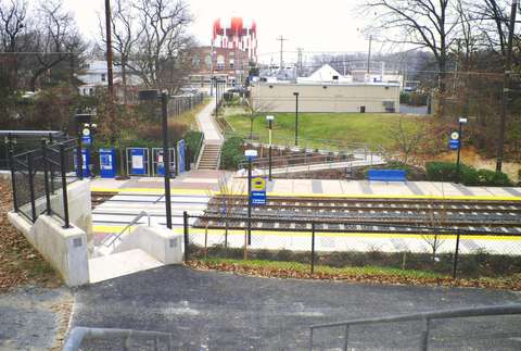 MTA Linthicum Light Rail station view from west while under construction. Linthicum Heights, MD.