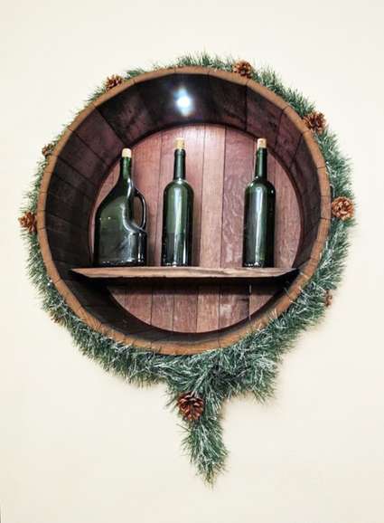Troika Restaurant display nook with bottles holiday edition