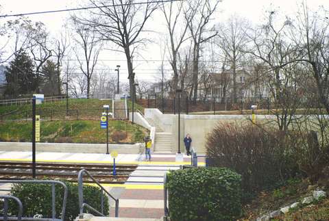 MTA Linthicum Light Rail station view from east while under construction. Linthicum Heights, MD.