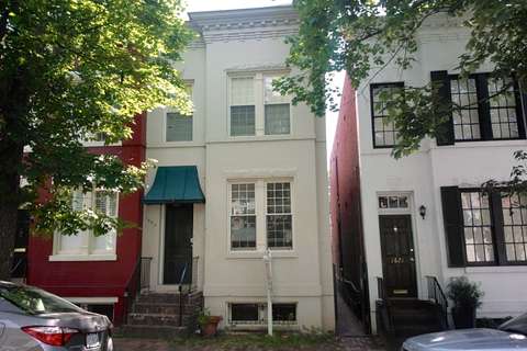 Full interior renovation of historic Georgetown, Washington, DC rowhome - front facade