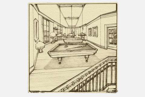 Sketch of the Cascade Estates Recreation Center's billiard room