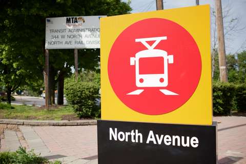 MTA North Ave Light Rail Station signage detail, Baltimore, MD