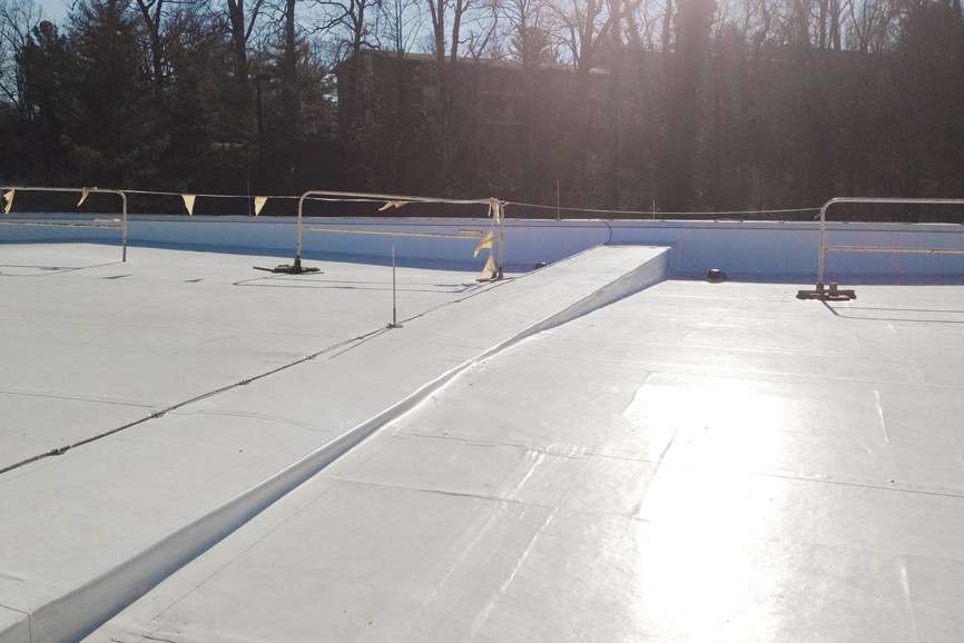 MTA Old Court Metro Station roof view during construction, Lochearn, MD