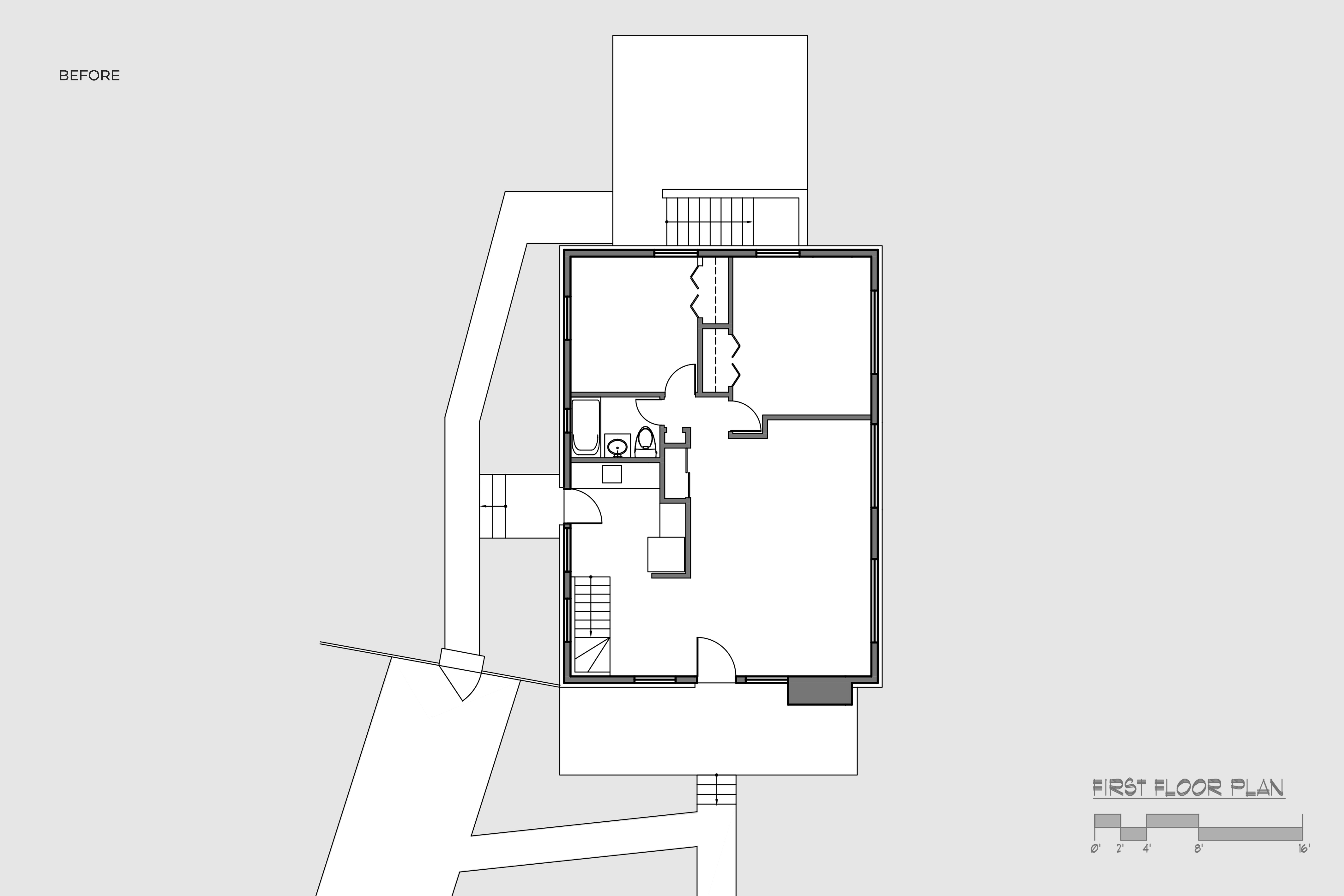 Rockville MD musician's house before and after floor plan