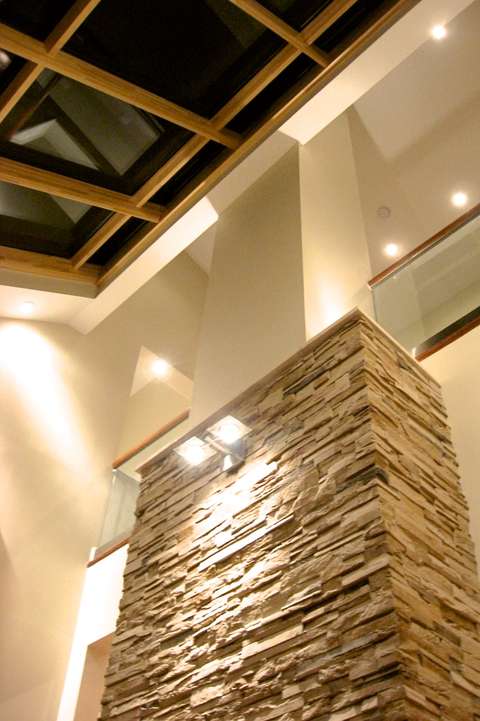 Cabin John fireplace column natural stone detail