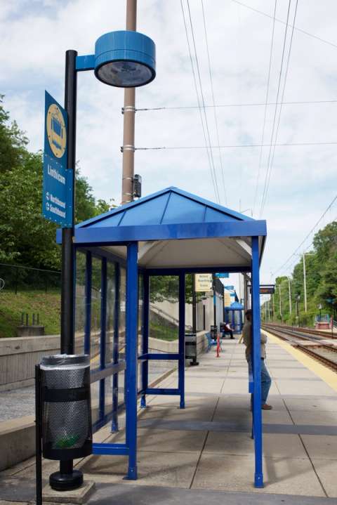 MTA Linthicum station platform shelter detail. Linthicum Heights, MD.