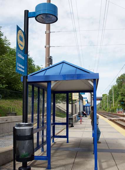 MTA Linthicum station platform shelter detail. Linthicum Heights, MD.