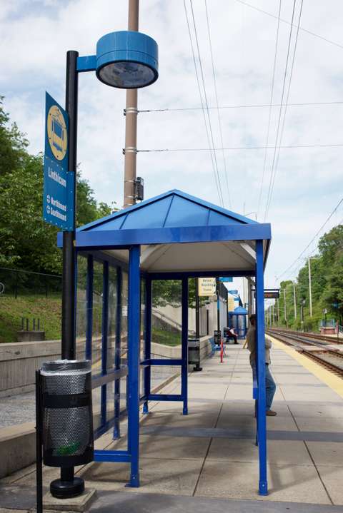 MTA Linthicum station platform shelter detail. Linthicum Heights, MD.
