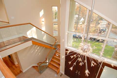 Cabin John foyer from above with lighting fixture detail