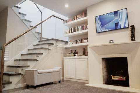 Historic Georgetown, Washington, DC main floor living room with view of stairs