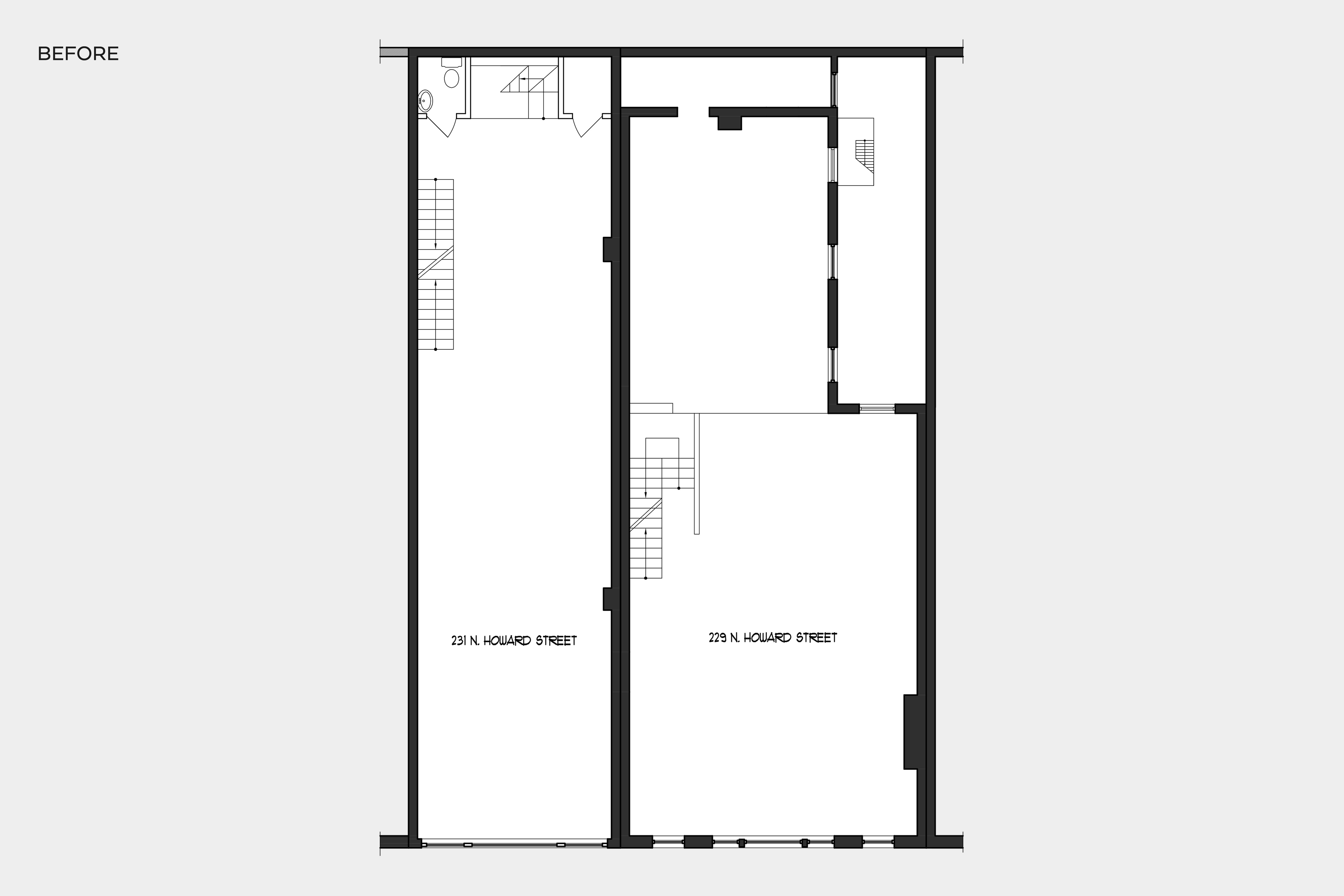 Howard St rowhouse in Baltimore, MD before plan