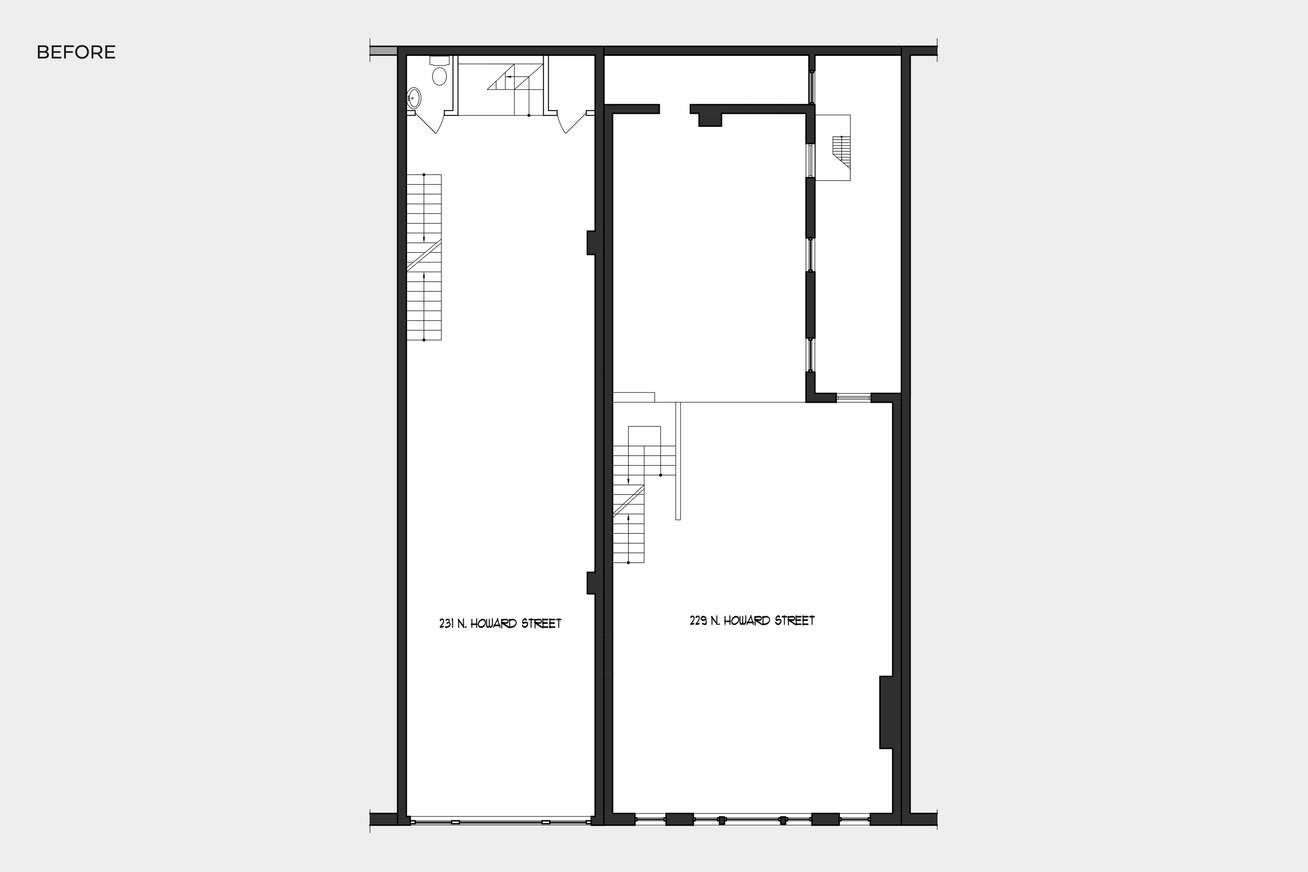 Howard St rowhouse in Baltimore, MD before plan