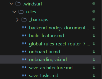 Image of where the Windsurf rules are stored in a project