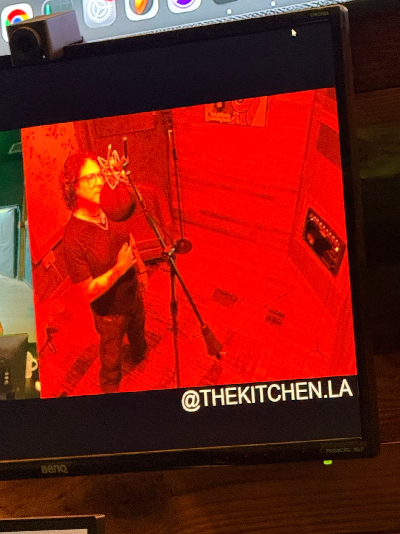 Brian re-recording vocals as seen from The Kitchen LA control room