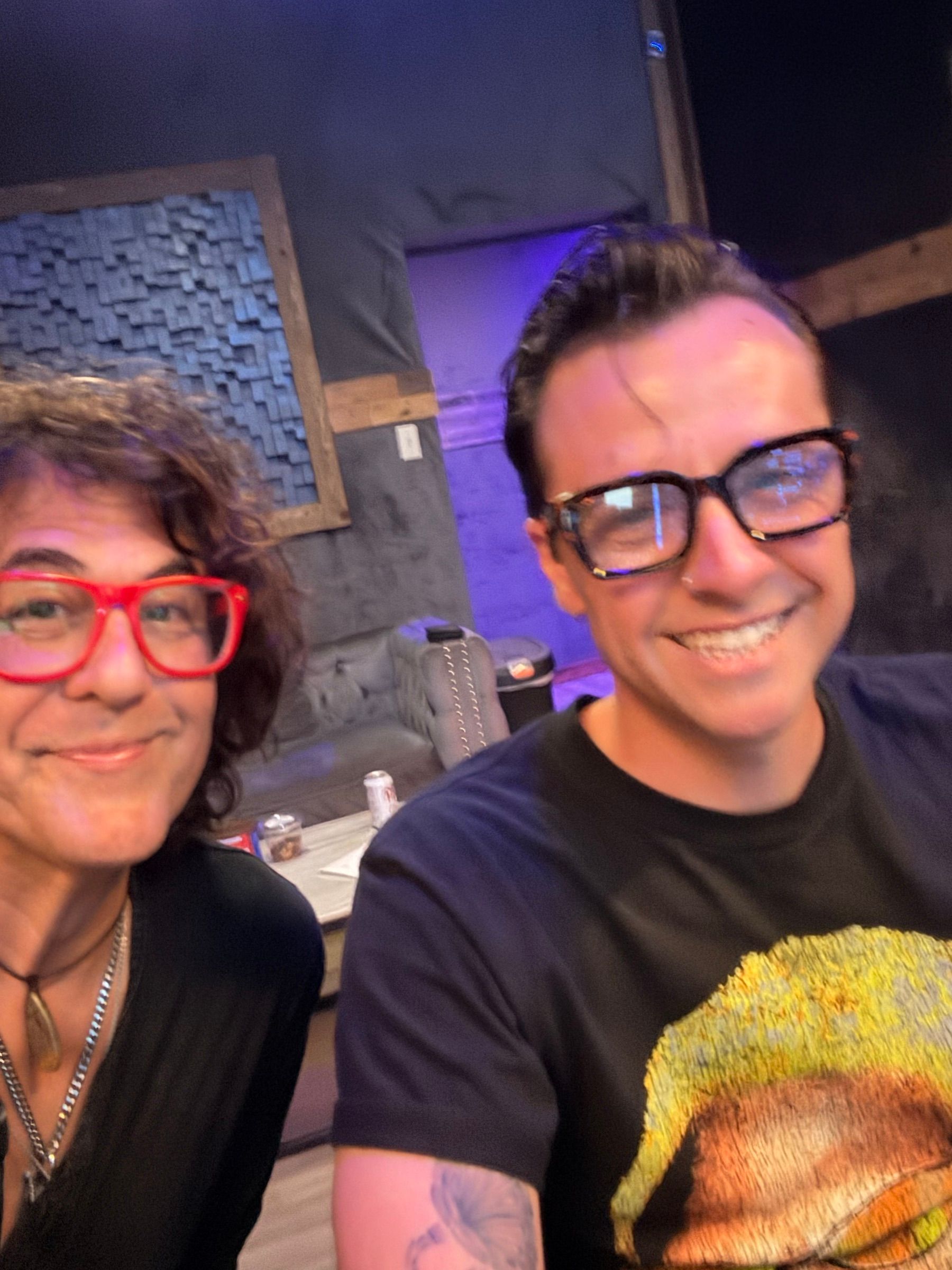 Two friends together inside The Kitchen Recording Studio
