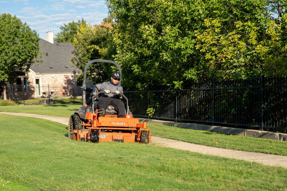One of our commercial crews mowing in North DFW. Built by True Star Outdoor Solutions.