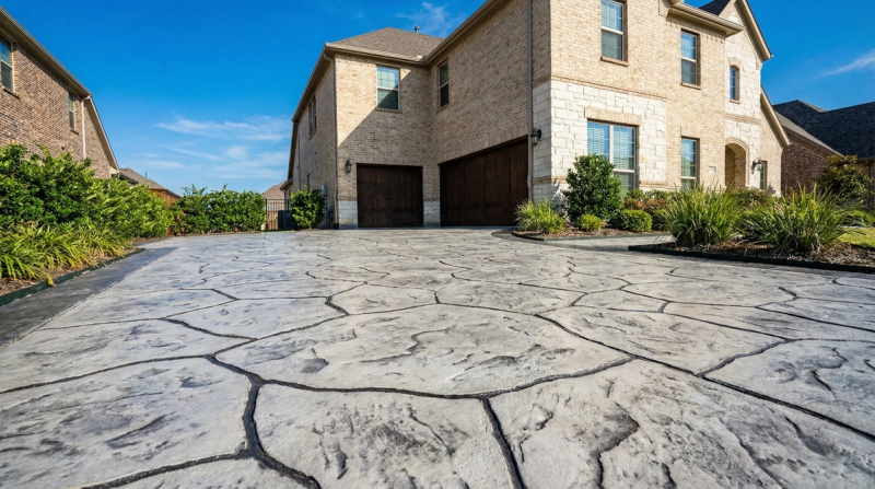 Outdoor kitchen with coated floor