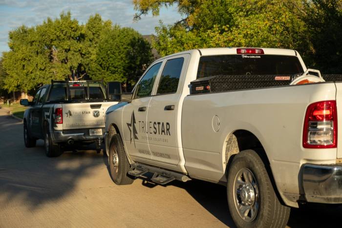 One of our crews and trucks on a job. Built by True Star Outdoor Solutions.