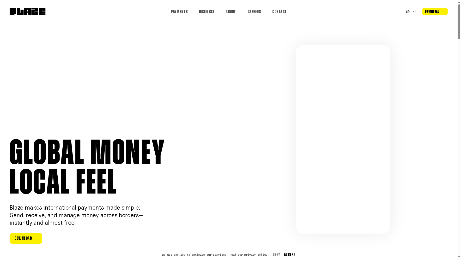 Blaze website screenshot