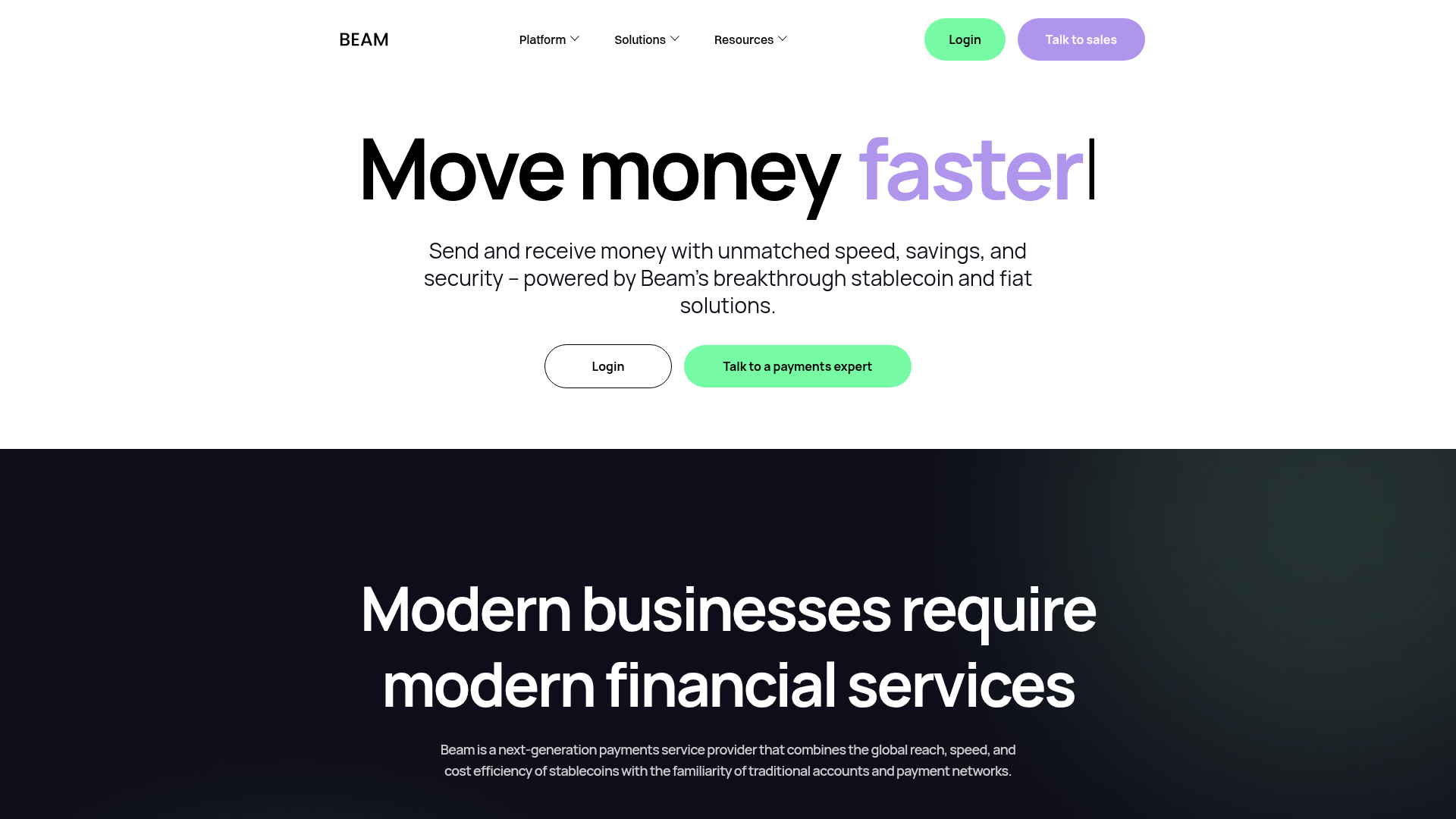 Beam website screenshot
