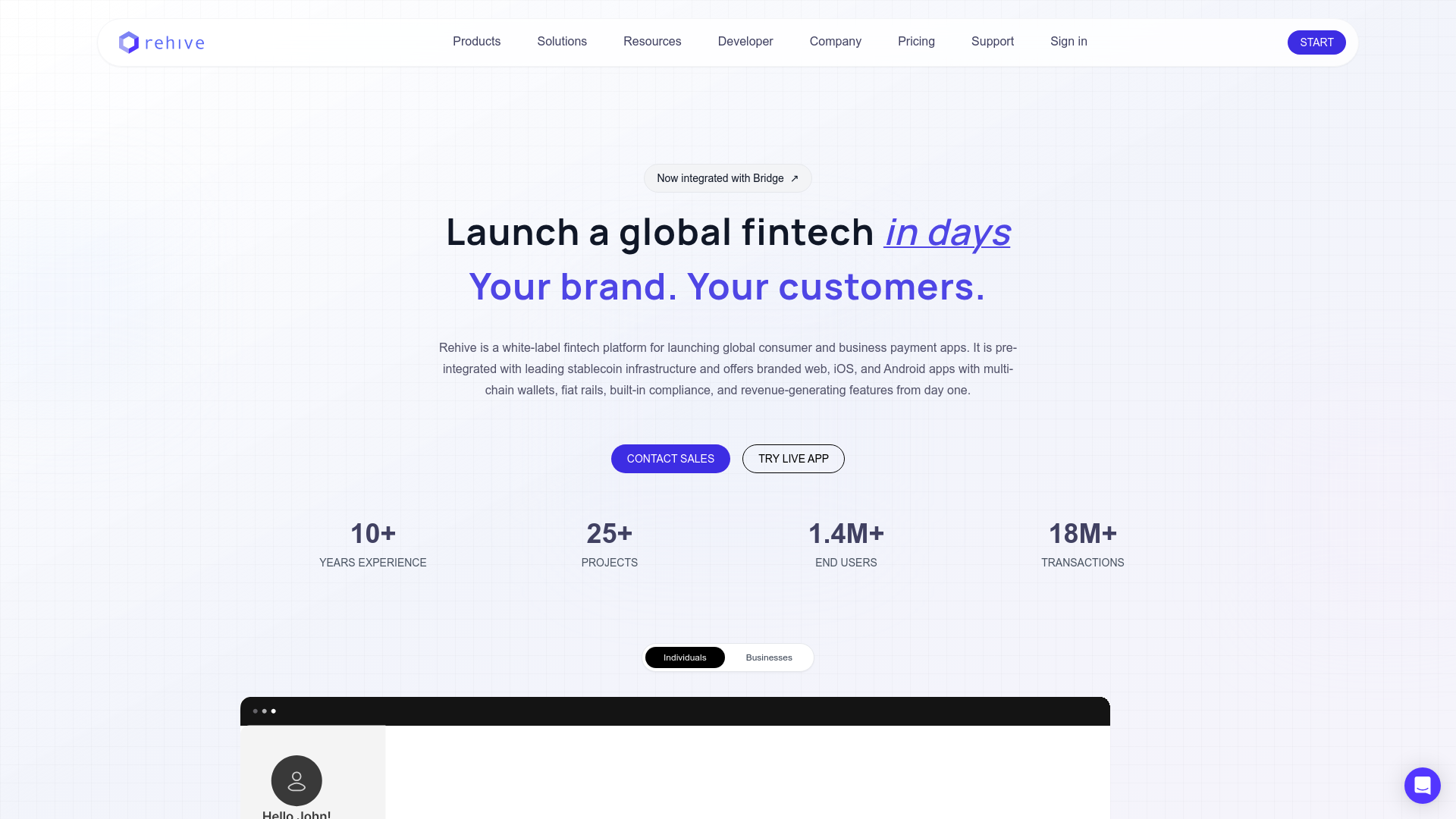 Rehive website screenshot